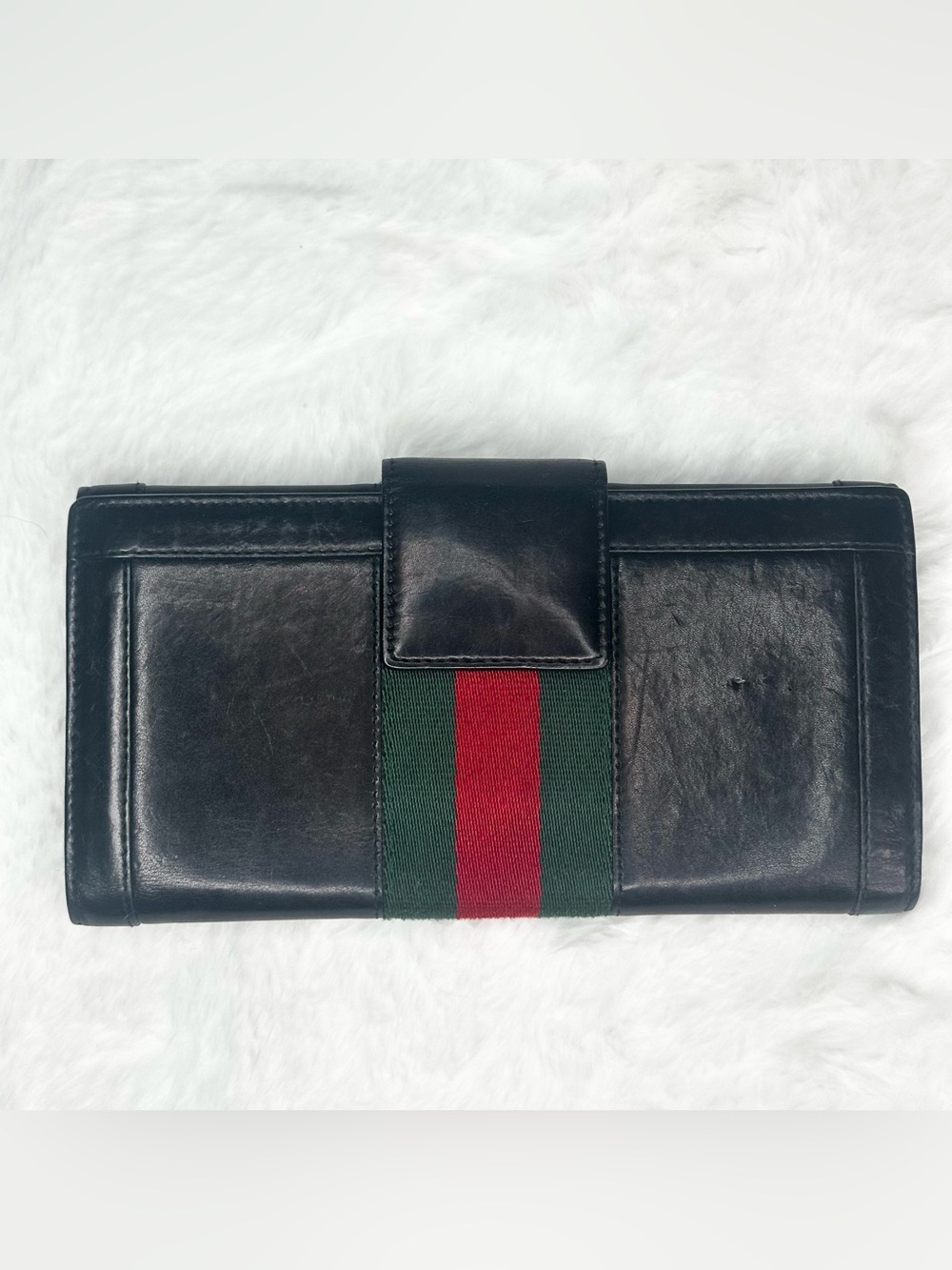 *GUCCI* VTG Cherry Line Black Leather Long Wallet COA - Picture 2 of 14